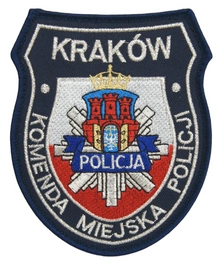 Emblemat Policji - Komenda Miejska Policji, KMP KRAKÓW - biało - czerwony