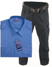 Zestaw: Koszula niebieska Służby Więziennej - długi rękaw, męska i Spodnie specjalne Służby Więziennej